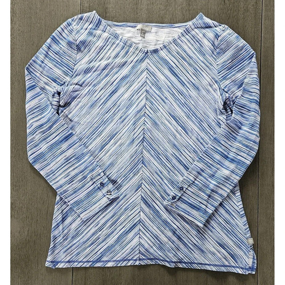 T For Talbots Lot Of 2 Long/3/4 Sleeve T Shirt  Ombre Blue Stripe Medium - Picture 7 of 10